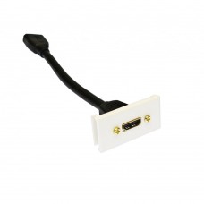 THE HDMI AV MODULE HAS A PRECUT SLOT TO FIT THE HDMI STUB PERFECTLY, CAN BE USED WITH FACEPLATES DESIGNED FOR 50MM X 25MM CLIP IN MODULES [04DTP0991]