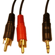 3.5MM STEREO JACK PLUG TO 2 X RCA PHONO PLUGS MALE 2M 2 METRE [P/N 04DTP3342]