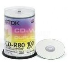 TDK TUB OF 100 WHITE TOP 52X CDR CD-R80PWWCBA100
