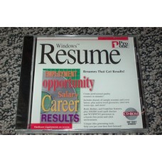 WINDOWSÖ RESUME, CREATE PROFESSIONAL RESUMES IN MINUTES! CDROM [P/N 29RESUME]